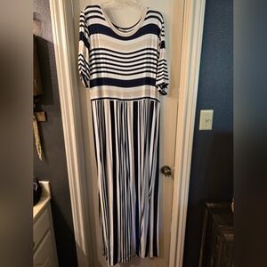 JODIFL Navy and White Striped Maxi Dress